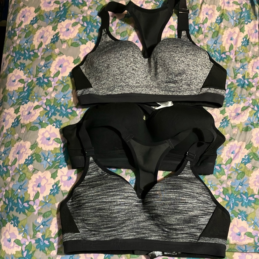 3 Victoria Secret Black and Gray Sports Bras